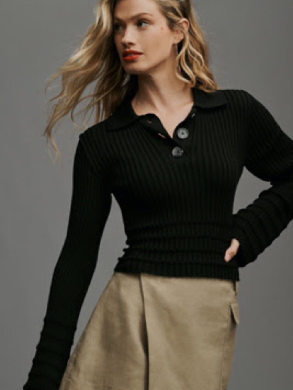 Anthropologie Maeve Long Sleeve Button Front Collared Sweater - Picture 1 of 3